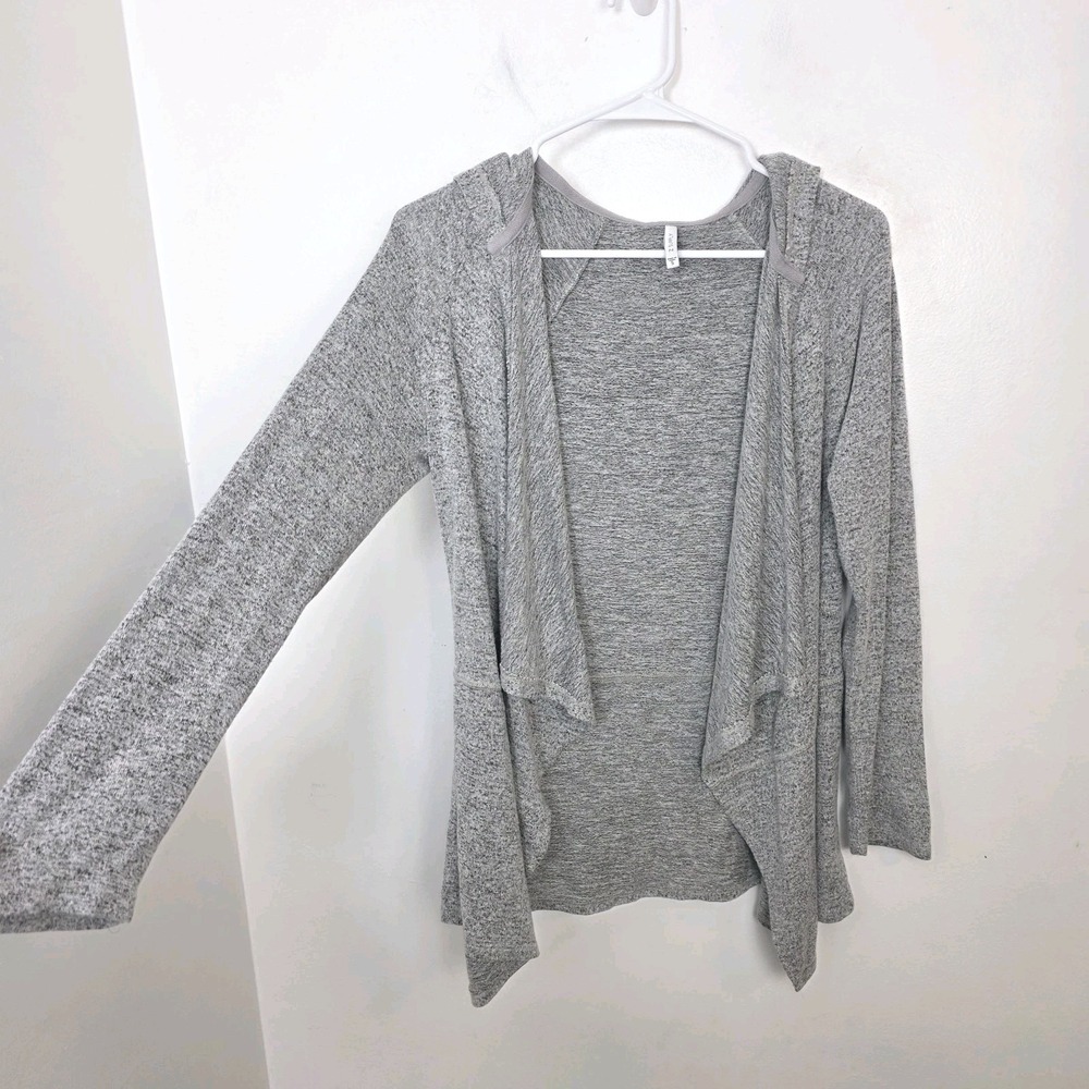 Z Supply Gray Heathered Stretchy Lagenlook Comfy Hooded Drapey Cardigan Size S